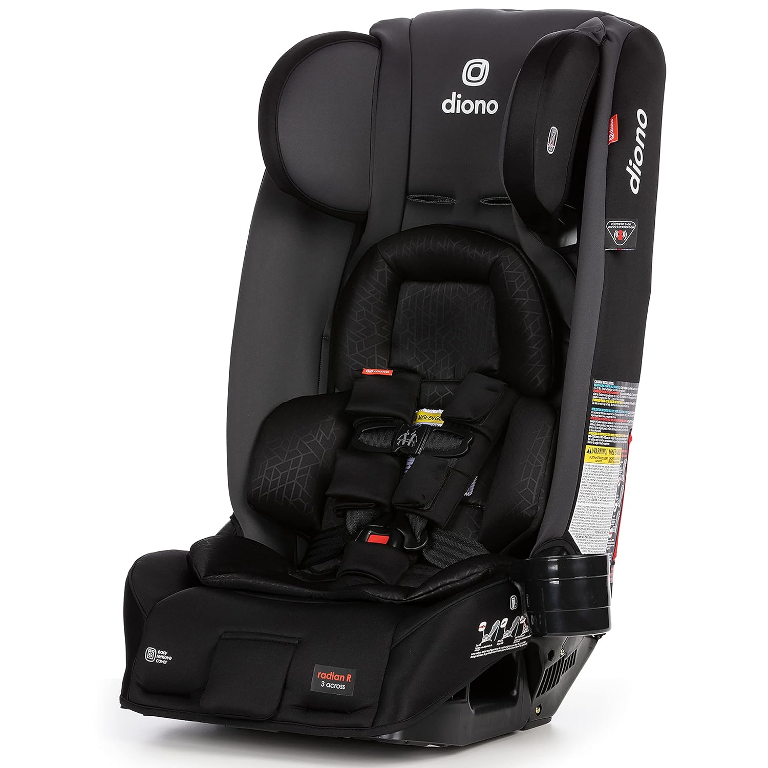 Diono Radian 3RXT, 4-in-1 Convertible Car Seat, Extended Rear and Forward Facing, Steel Core, 10 Years 1 Car Seat, Ultimate Safety and Protection, Slim Fit 3 Across, Black Jet