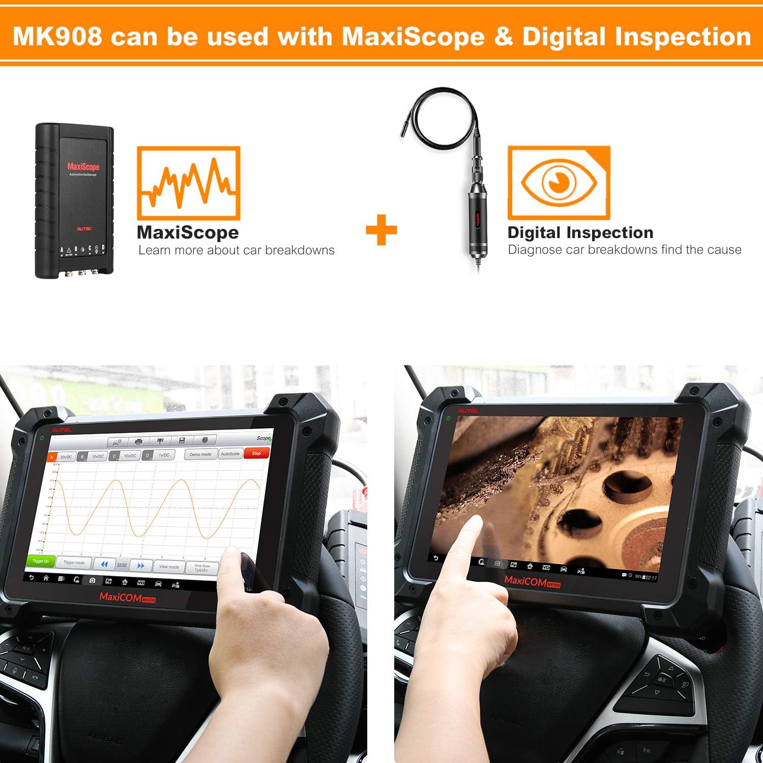 Autel MaxiCOM MK908 with MV108 Automotive Scan Tool 2022 Newest with Advanced ECU Coding, Bi-Directional Control, Active Tests, OE-Level All Systems Diagnosis & 31+ Services, Upgraded of MS906BT