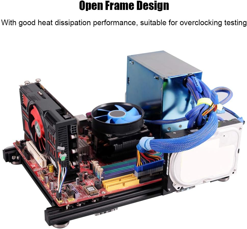 ITX Test Bench Computer Case PC Test Bench, ITX Computer Open Air Case Bracket Aluminum DIY Bare Frame, ATX Case Open Air Computer Case ITX Motherboard Test Bench-Black
