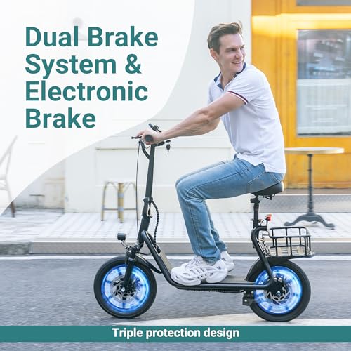 NAVIC Electric Scooter Adults,27Mile Range,Top Speed 22Mph,750W Peak Motor,14'' Pneumatic Tires,Electric Scooter for Adults,Foldable e Scooter with Back Basket