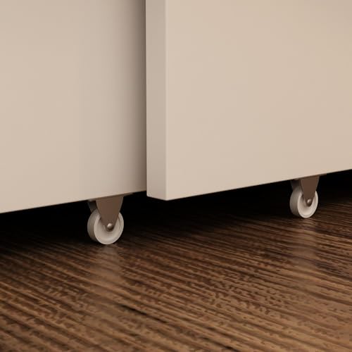 MOUMON Queen Size Murphy Bed with Charging Station, Murphy Bed Cabinet with 1 Drawer, Murphy Bed Queen Murphy Bed Chest with Black Handles, for Office Bedroom White (81.5”W x 61.8”D x 40.9”H)