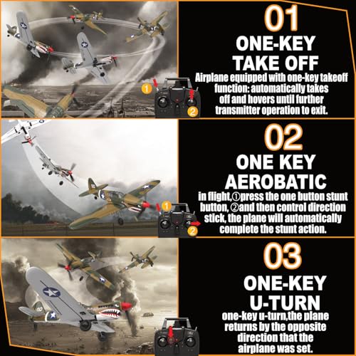 RC Plane 4-CH RC Airplane – RC Airplane Ready to Fly Upgrade P-40 Warhawk Remote Control Airplanes for Beginners Adult with Beginners with Xpilot Stabilization System