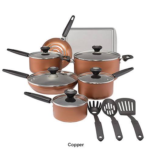 Silverstone Culinary Colors Aluminum 15-Piece Nonstick Cookware Set (Red)