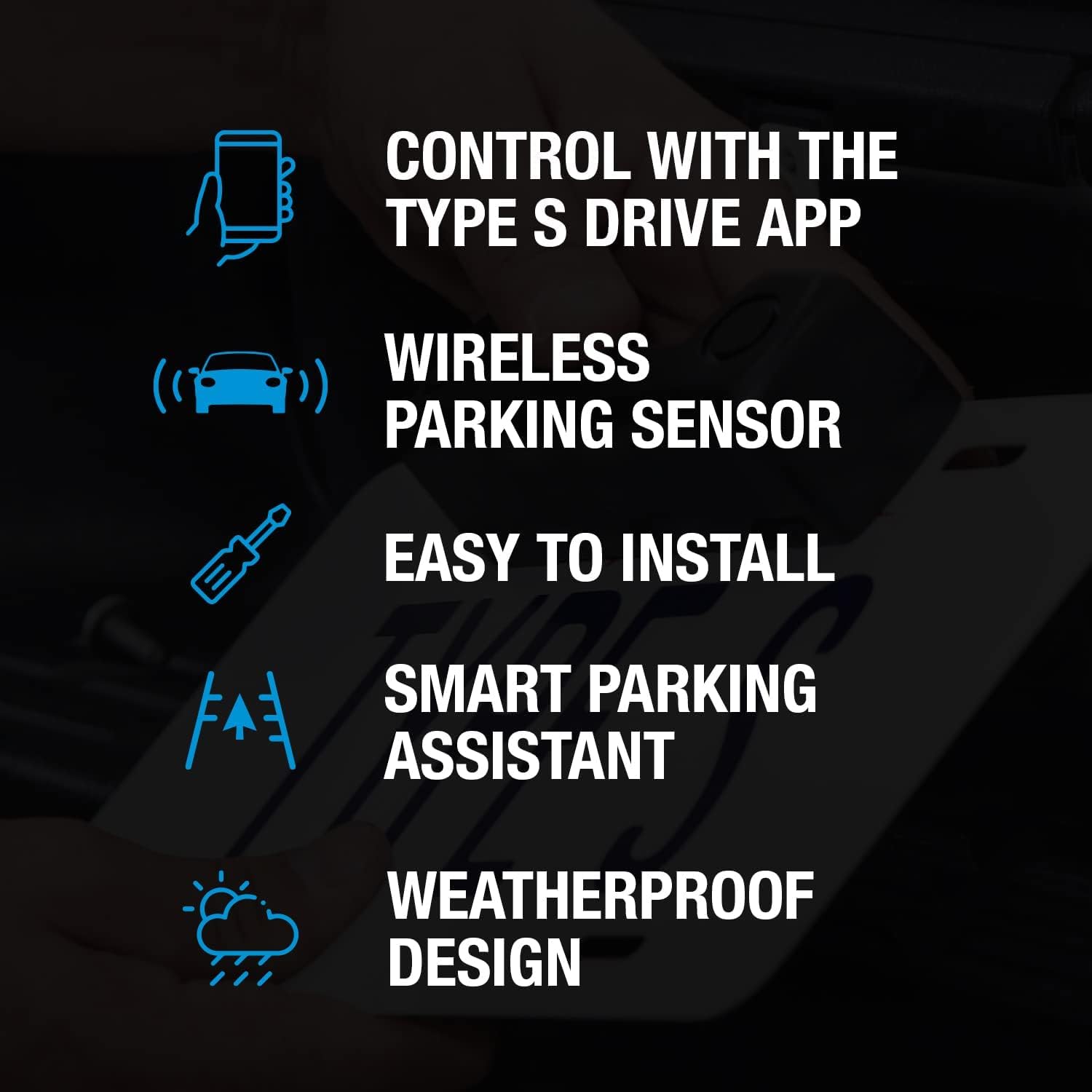 Type S Smart Wireless Parking Sensor, Bluetooth Solar Powered Wireless Parking Sensor Kit Car Vehicle Reversing Radar System