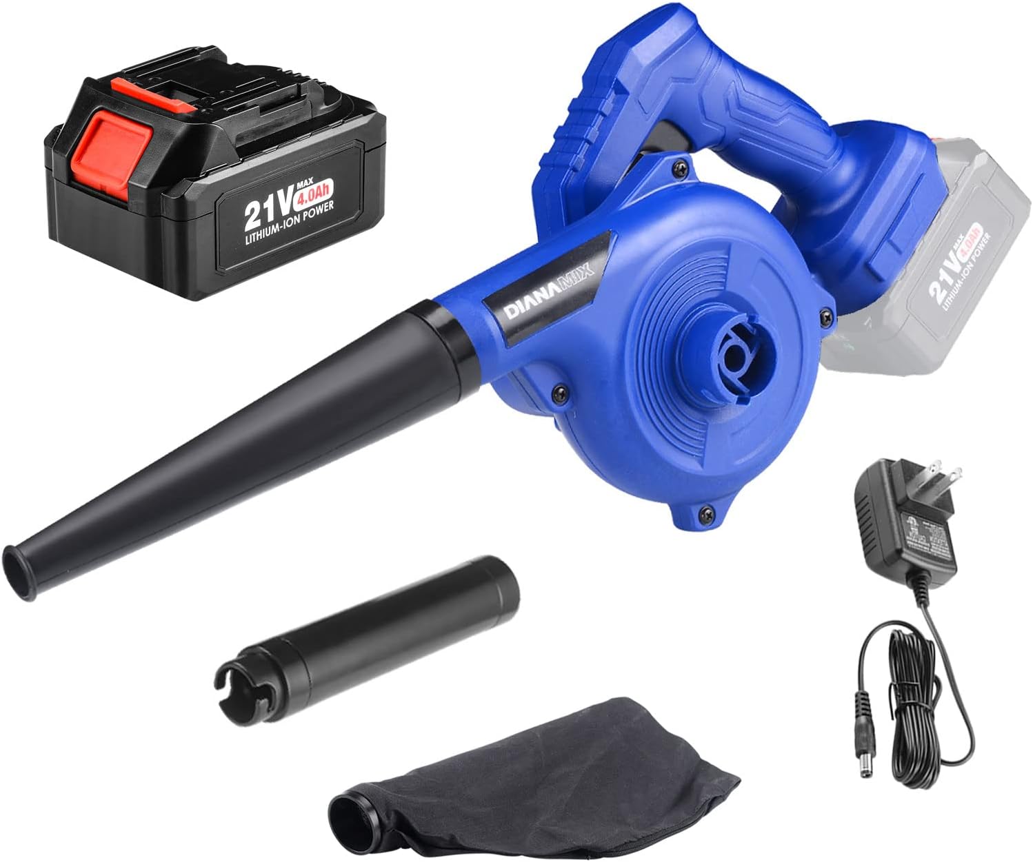 Leaf Blower Cordless, Leaf Blower with 20V 4.0Ah Battery and Charger, Electric Leaf Blower/Vacuum, 2-in-1 Blowers for Lawn Care Jobsite Light Yard Work Sweeping