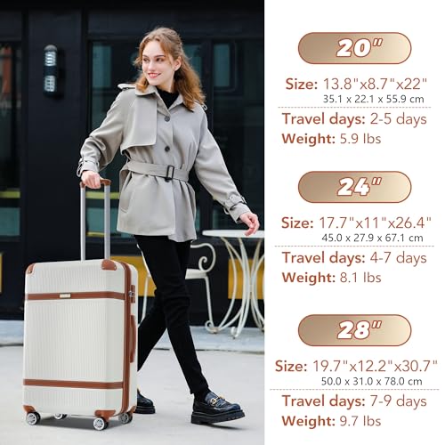 Merax 3 Piece Luggage Set, ABS Hardshell Suitcase with Spinner Wheels and TSA Lock, Lightweight Expandable Suitcase Set, 20”+24”+28”, Green