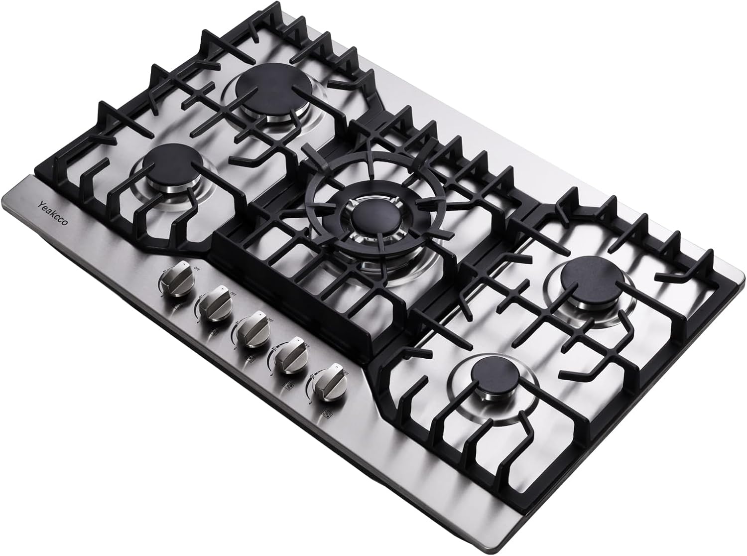 Gas Cooktop 30 Inch, Stainless Steel 5 Burners Built-in Gas Stovetop Propane/Natural Gas Convertible Stove Top Dual Fuel Gas Hob