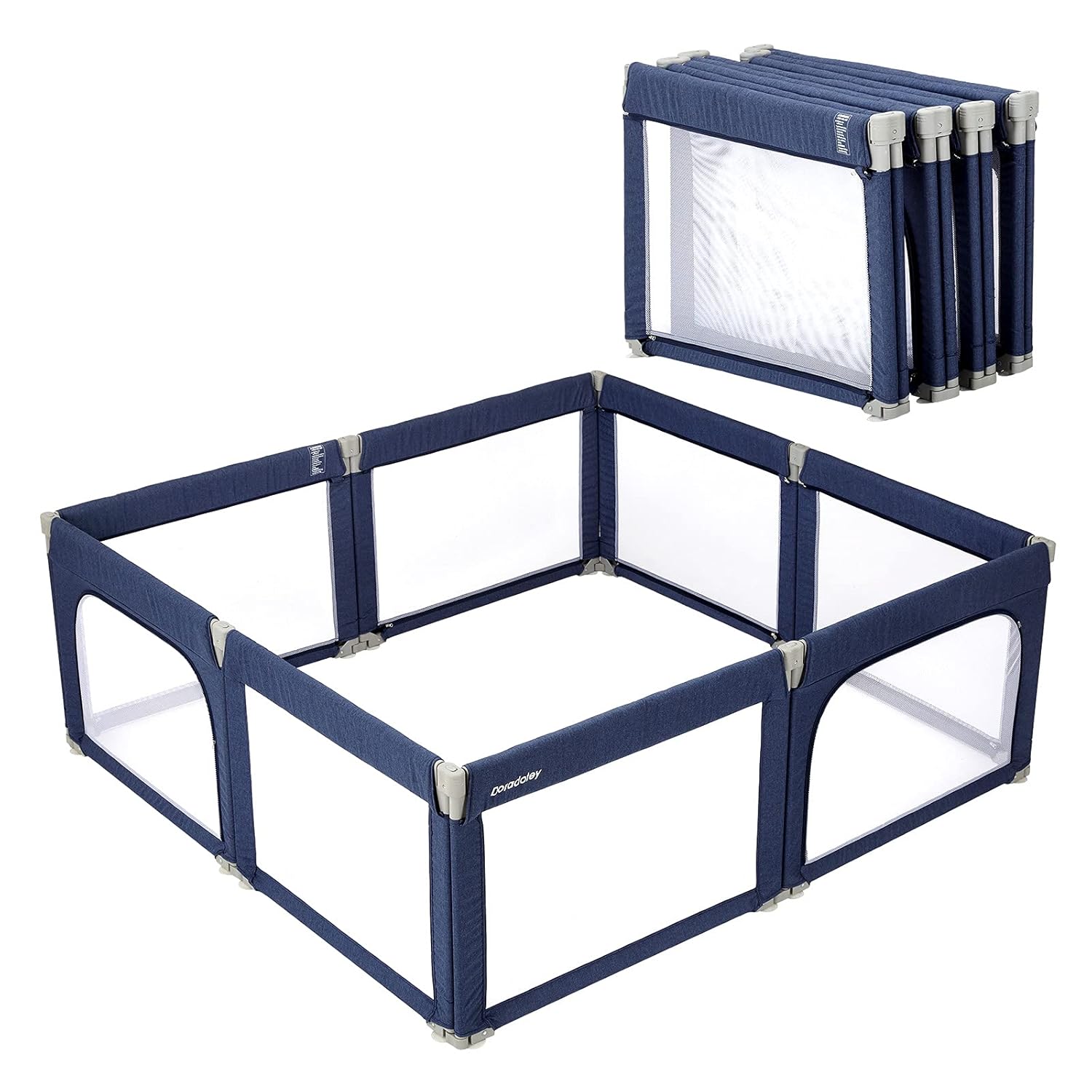 Baby Playpen Play Pens for Babies and Toddlers Extra Large Baby Play Yards Foldable Gate Playpen for Infants Baby Fence Play Area Safety Kids Activity Center(Navy Blue)
