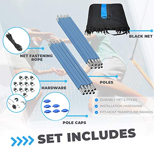 Trampoline Safety Net Enclosure Replacement Set | Net, Poles and Hardware - Universal Net Fits Most Trampoline Brands
