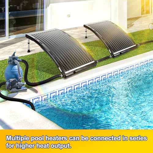 2025 Upgraded Solar Pool Heater with Adjustable Support Feet, Pool Heater for Above Ground Pool, Inground Pool Warmer, with 2 Adapters, 2 Hoses & Clamps, 2 Plumber Tapes, Thicken