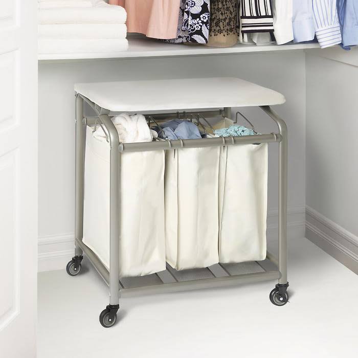 Seville Classics 3-Bag Laundry Sorter with Folding Table