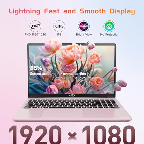 NIMO 15.6 IPS-FHD-Laptop, Intel Pentium 4 Cores N100 8GB RAM 128GB SSD Backlit Keyboard Fingerprint (Beat to i3-1115G4 Up to 3.4GHz) Computer for Student-Home WiFi 6 BT5.2 Win 11