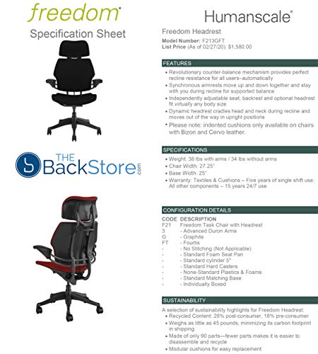 Humanscale Freedom Office Chair with Headrest - Ergonomic Work Chair with Advanced Highly Adjustable Duron Arms - Wheels for Carpet - Graphite Frame Hyacinth Blue Fourtis Fabric