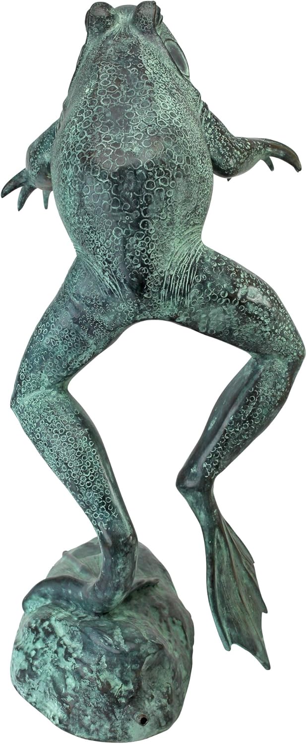 Design Toscano Giant Jumping, Spitting, Leaping Frog Bronze Garden Statue
