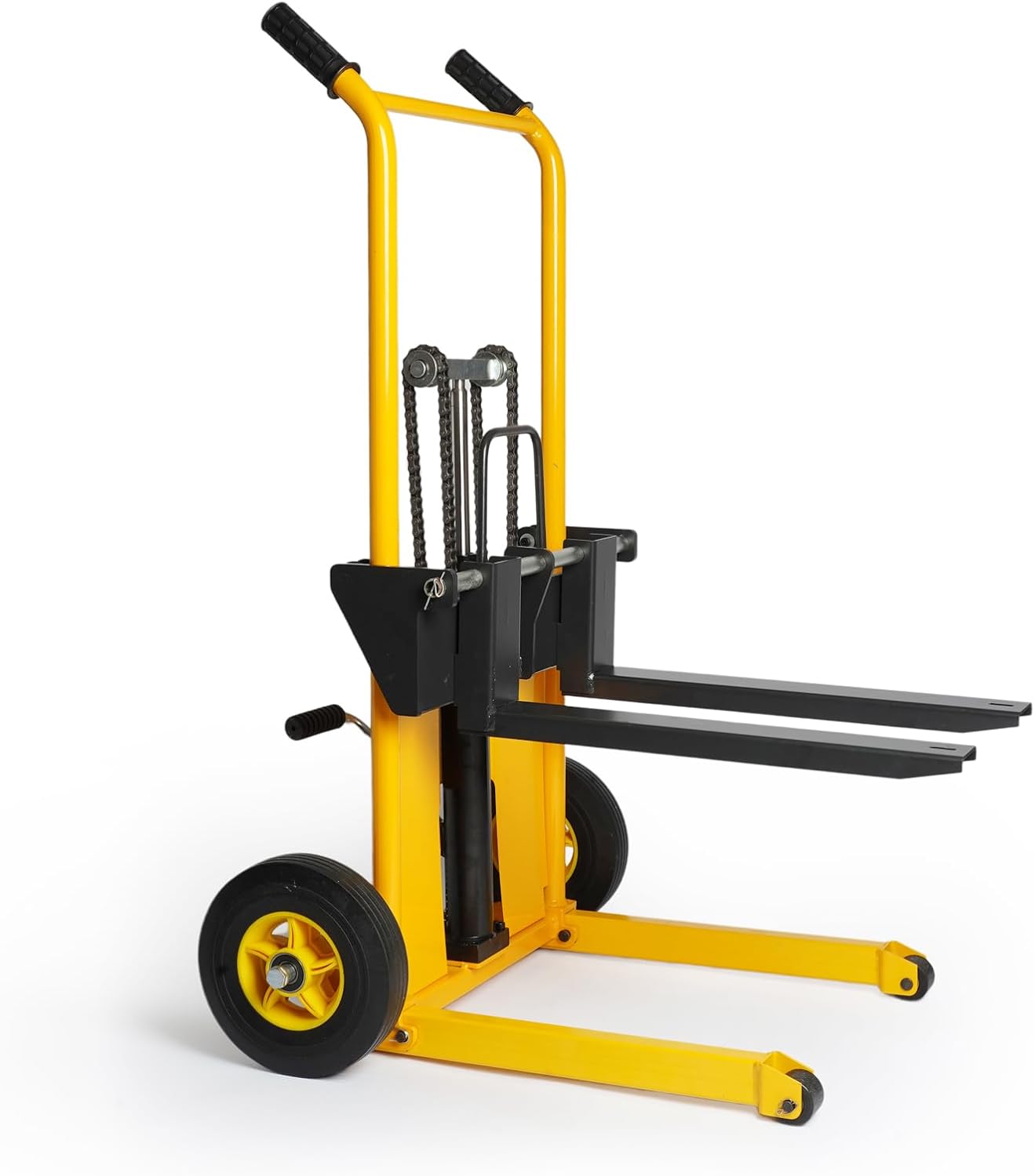 Legines Hydraulic Material Lift Truck Carrier Manual Lift Stacker Forklift Pallet Stakcer 440 lbs Capacity 35" Lift Height with Adjustable Forks and Fixed Legs,Pallet Truck Dolly Lift Table Fork Lift.