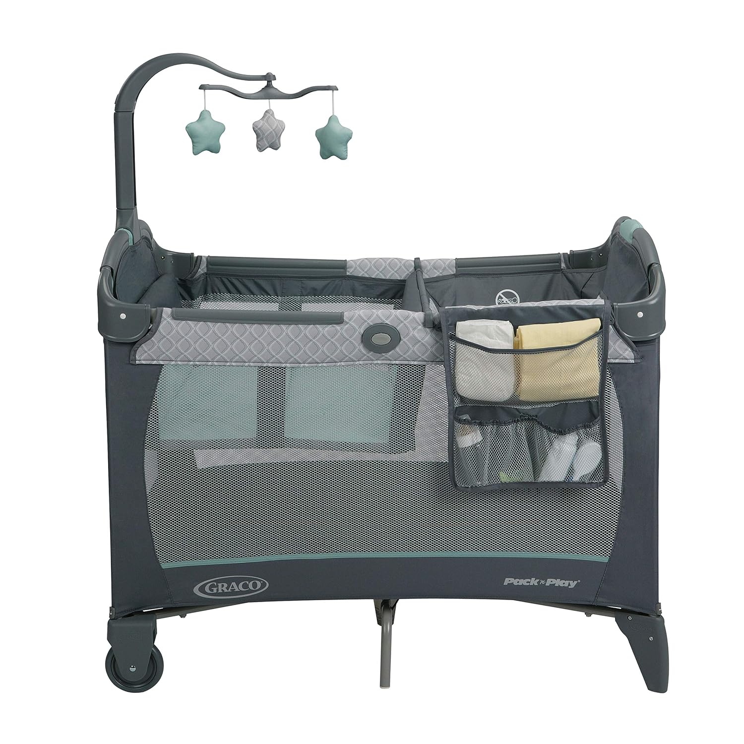 Graco Pack and Play Change 'n Carry Playard | includes Portable Changing Pad, Manor, 40x28.5x29 Inch (Pack of 1)