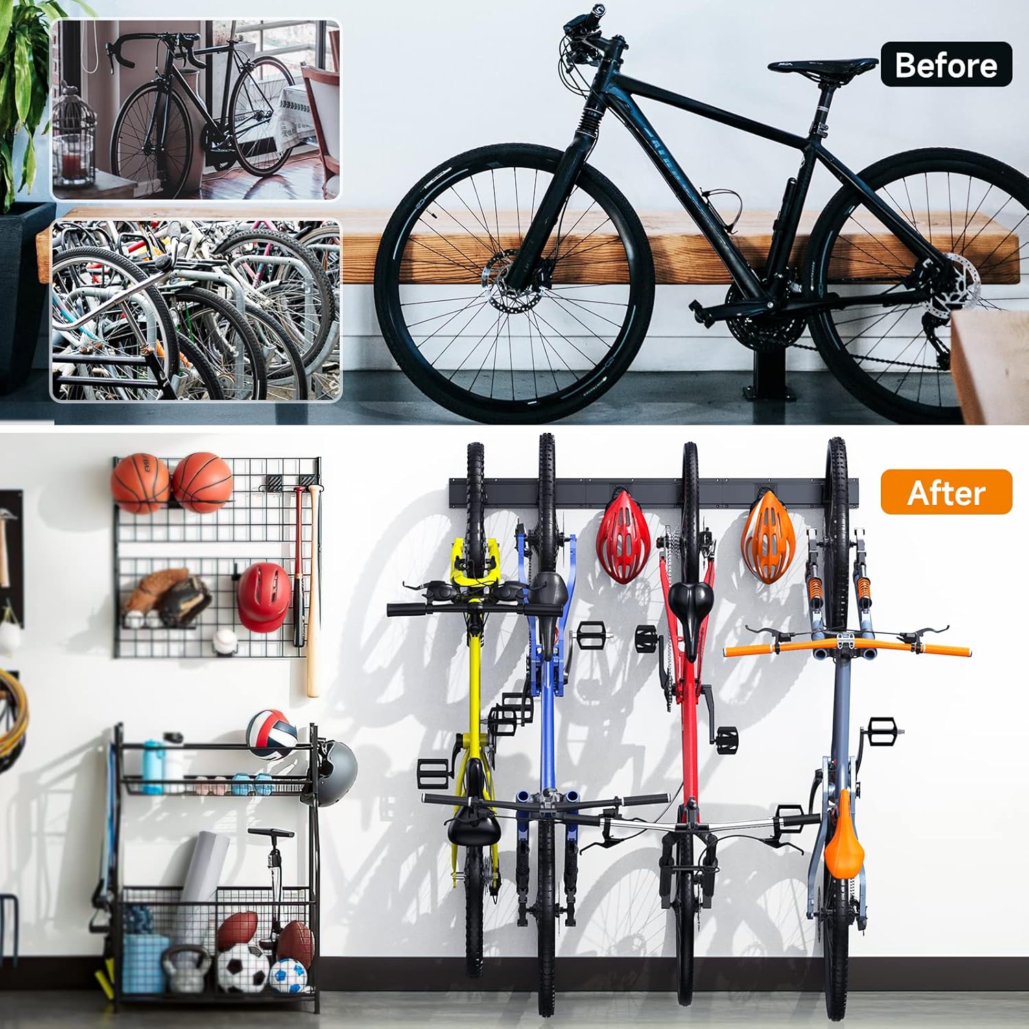 Heavy Duty Garage Bike Storage Rack Wall,Cycling Hanger Bike Wall Mount,Bicycle Storage Rack For Garage Bikes Organizer Space Saving