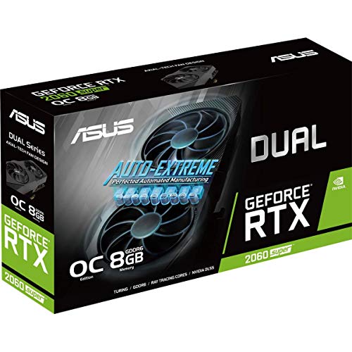 ASUS GeForce RTX 2060 SUPER Overclocked 8G EVO GDDR6 Dual-Fan Edition VR Ready HDMI DisplayPort DVI Graphics Card (DUAL-RTX2060S-O8G-EVO)