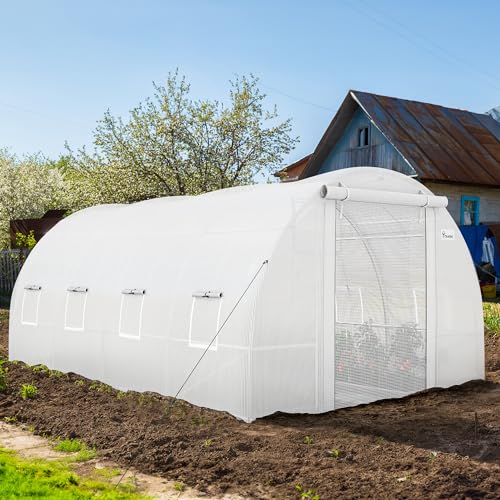 YITAHOME 20x10x6.5ft Greenhouses Large Walk-in Green House Heavy Duty Tunnel Green Houses Outdoor Portable Plant Gardening Upgraded Galvanized Steel Frame Zipper Doors 5 Crossbars Garden, Green