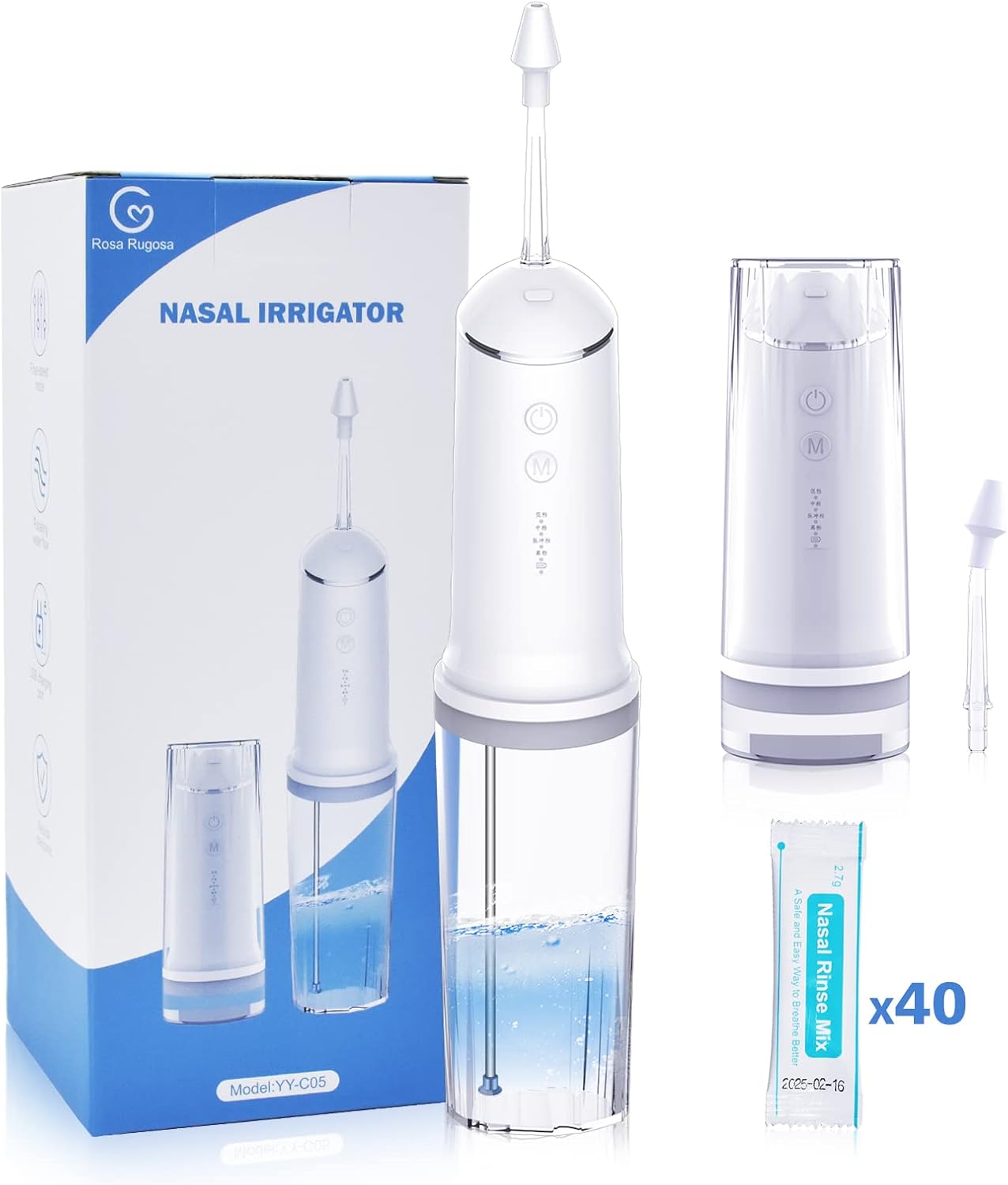 Nasal Sinus Irrigation System, Nose Wash Cleaner 4 Pressure Rinse Nasal Irrigation for Adult & Kid with 40 Nasal Wash Salt Packets