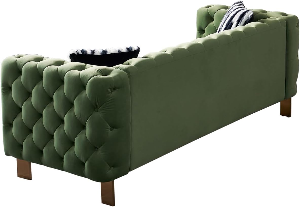 Chesterfield Modern Tufted Velvet Living Room Sofa, 84.25" W Couch,Mint Green