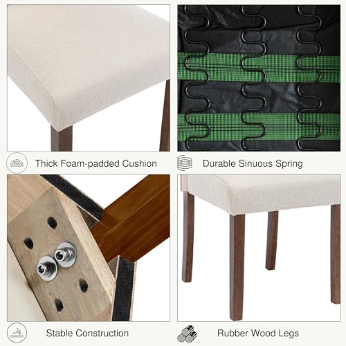 Stylish Upholstered Parsons Nailhead Trim and Sturdy Solid Wood Legs dining chair, Set of 4, Smoky Grey