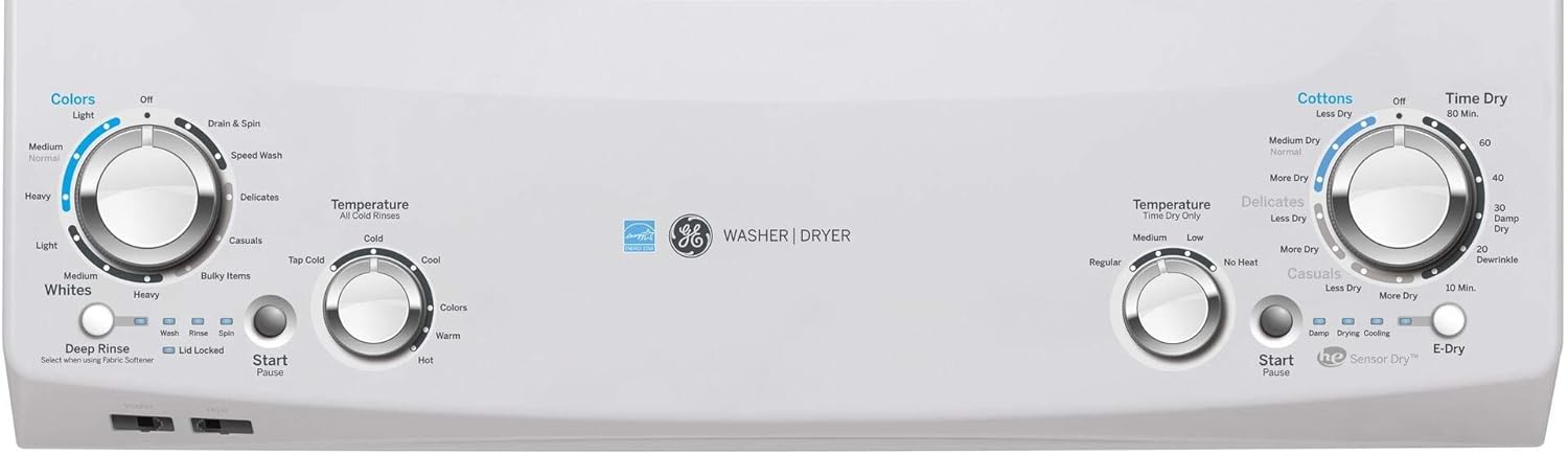 GE GUD27EESNWW 27" Electric Laundry Center with 3.8 cu. ft. Washer Capacity and 5.9 cy. ft. Dryer Capacity in White