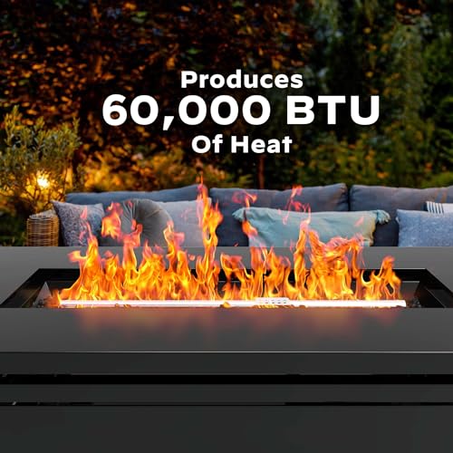 Ciays Propane Fire Pits 32 Inch Outdoor Gas Fire Pit, 50,000 BTU Steel Fire Table with Lid and Lava Rock, Add Warmth and Ambience to Gatherings and Parties On Patio Deck Garden Backyard, Black