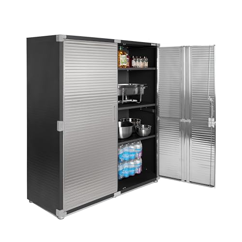 Seville Classics UltraHD Solid Steel Lockable Metal Storage Cabinet Locker Organizer, w/Adjustable Shelves for Garage, Warehouse, Office, Classroom, Granite, 48" W x 24" D x 72" H
