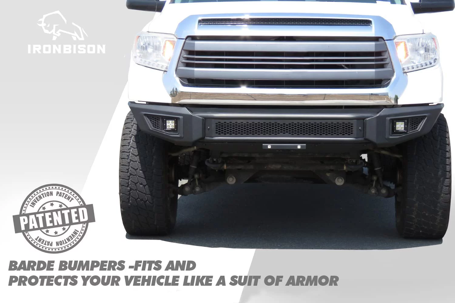 IRONBISON Barde Front Bumper Fit 14-21 Toyota Tundra (Excl.Radar Blind Spot Monitoring Systems) Heavy Pickup Truck Bull Bar Steel Bumper with 2 LED Fog Light Splash Guard Can Add 30” LED Light Bar