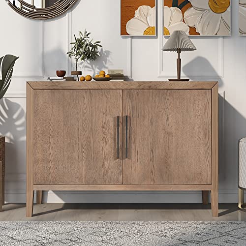 Accent Cabinets Storage Cabinet Sideboard Wooden Cabinet with 2 Metal Handles and 2 Doors for Hallway, Entryway, Living Room Primary Furniture