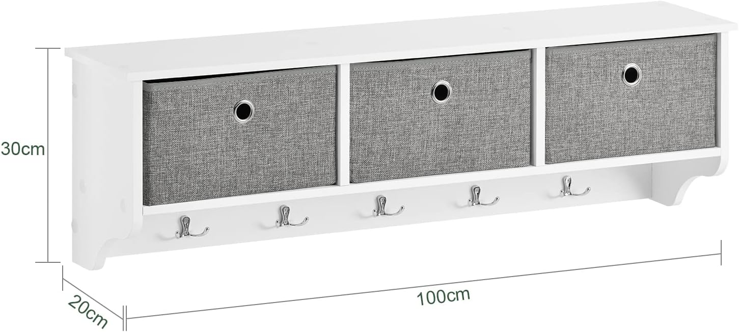 Haotian Shoe Bench and Wall Coat Hooks with Shelf Combo FSR67-HG+FRG282-W