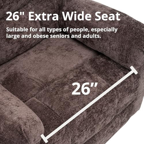 Oversized Power Lift Recliner Chair for Elderly, Extra Wide Lift Chair with Masssage and Heat, Chenille Electric Recliner Chairs for Big and Tall, USB Ports, Coffee