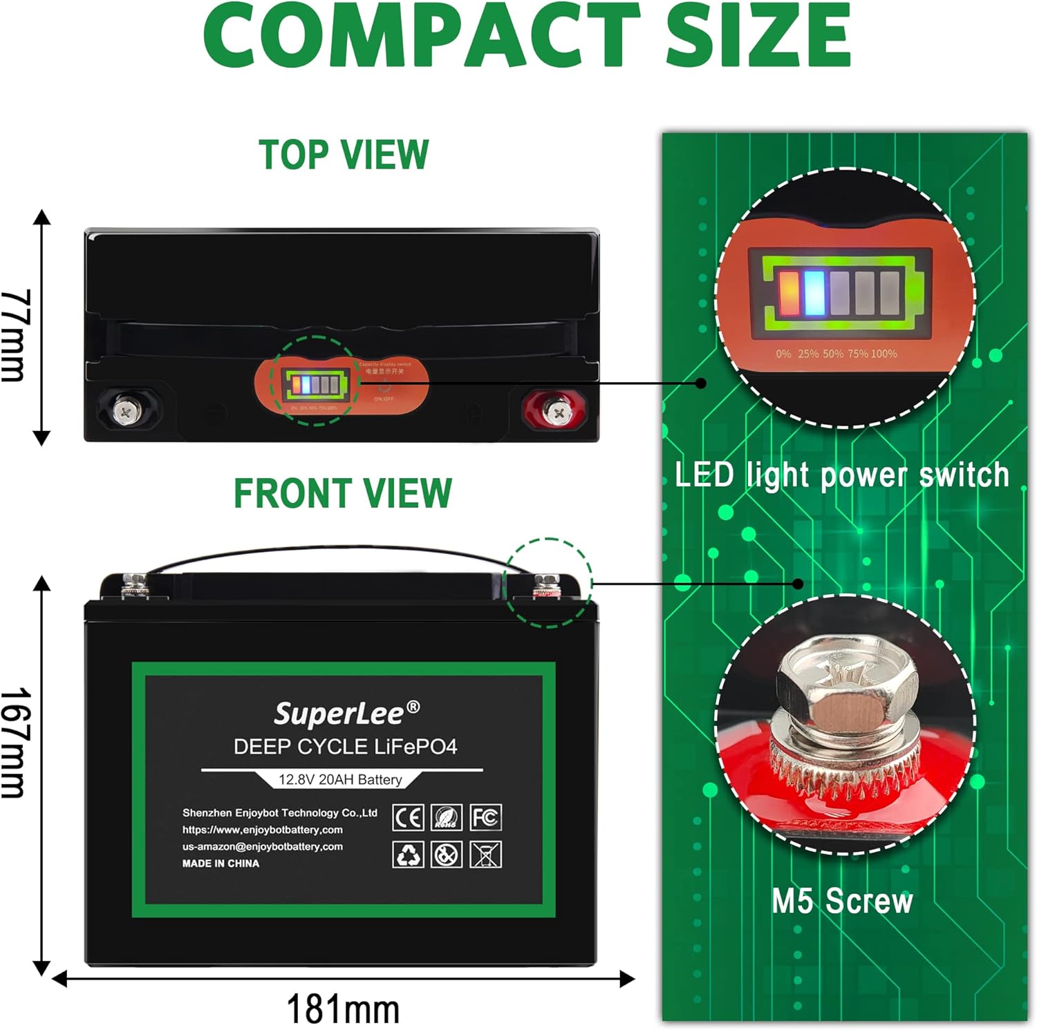 12.8V 100AH LiFePO4 Battery with LCD Display, 5000+ Cycle Lithium Iron Phosphate RV Battery with BMS, Multi-Purposes Lithium Battery, Great Solutions for Home Energy Storage Off-Grid and Backup Power