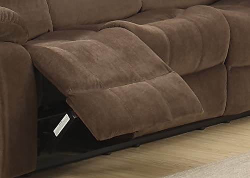AC Pacific Bill Modern Upholstered Living Room Manual Padded Pillow Top Armrests Seat, Reclining Sofa, Walnut