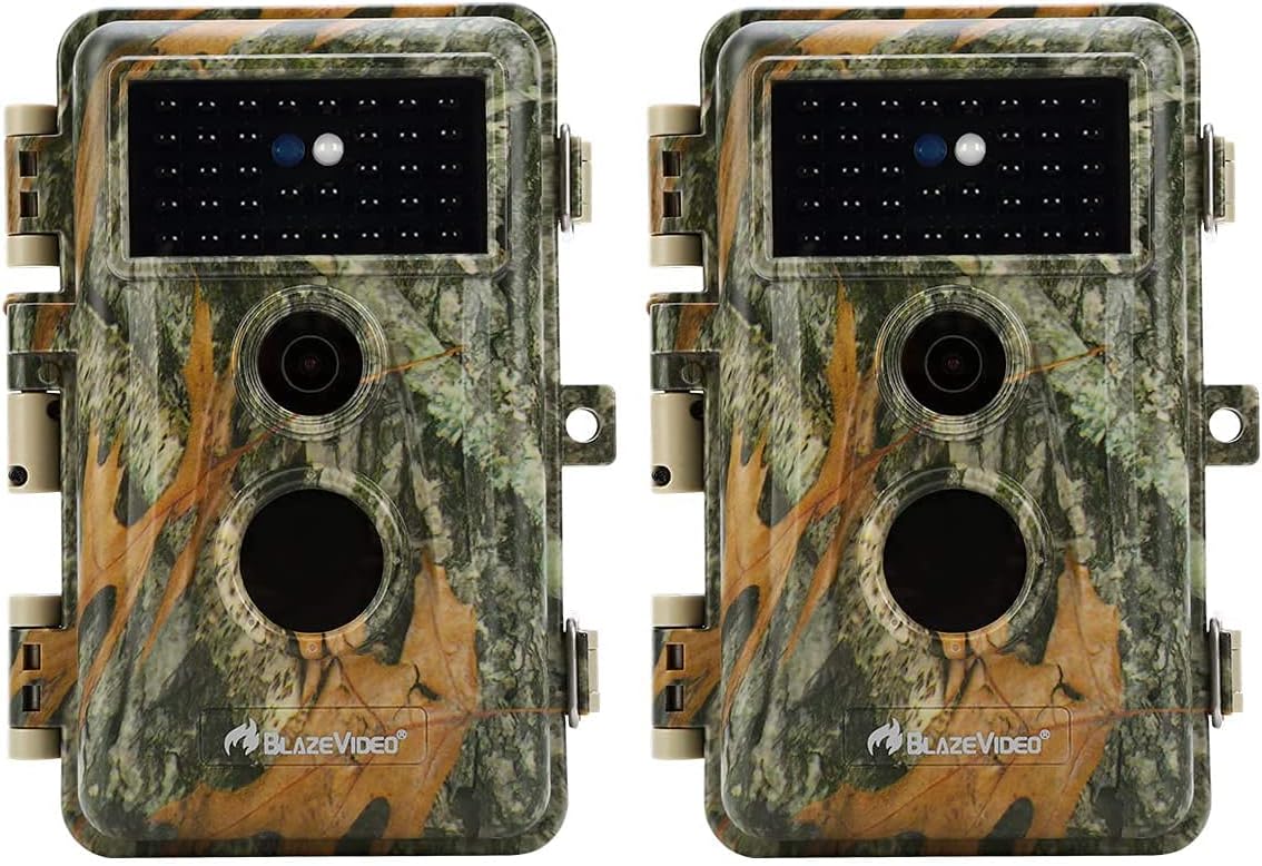 2-Pack Outdoor Camo No Glow Game & Deer Trail Cameras Night Vision 24MP 1296P MP4 Video for Hunting Wildlife & Home Surveillance Motion Activated Waterproof Field & Backyard Camera Photo & Video Model