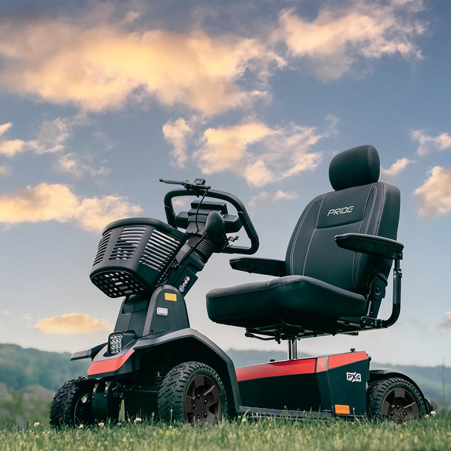 Pride Mobility PX4 Mobility Scooter, Outdoor 4-Wheel Travel Electric Scooter for Adults, 500 lbs. WC, Up to 9.3 MPH, 23.4 Miles Range Per Charge, NFC Key Fob for Enhanced Security