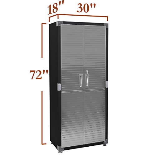 Seville Classics UltraHD Solid Steel Lockable Metal Storage Cabinet Locker Organizer, w/Adjustable Shelves for Garage, Warehouse, Office, Classroom, Granite, 48" W x 24" D x 72" H