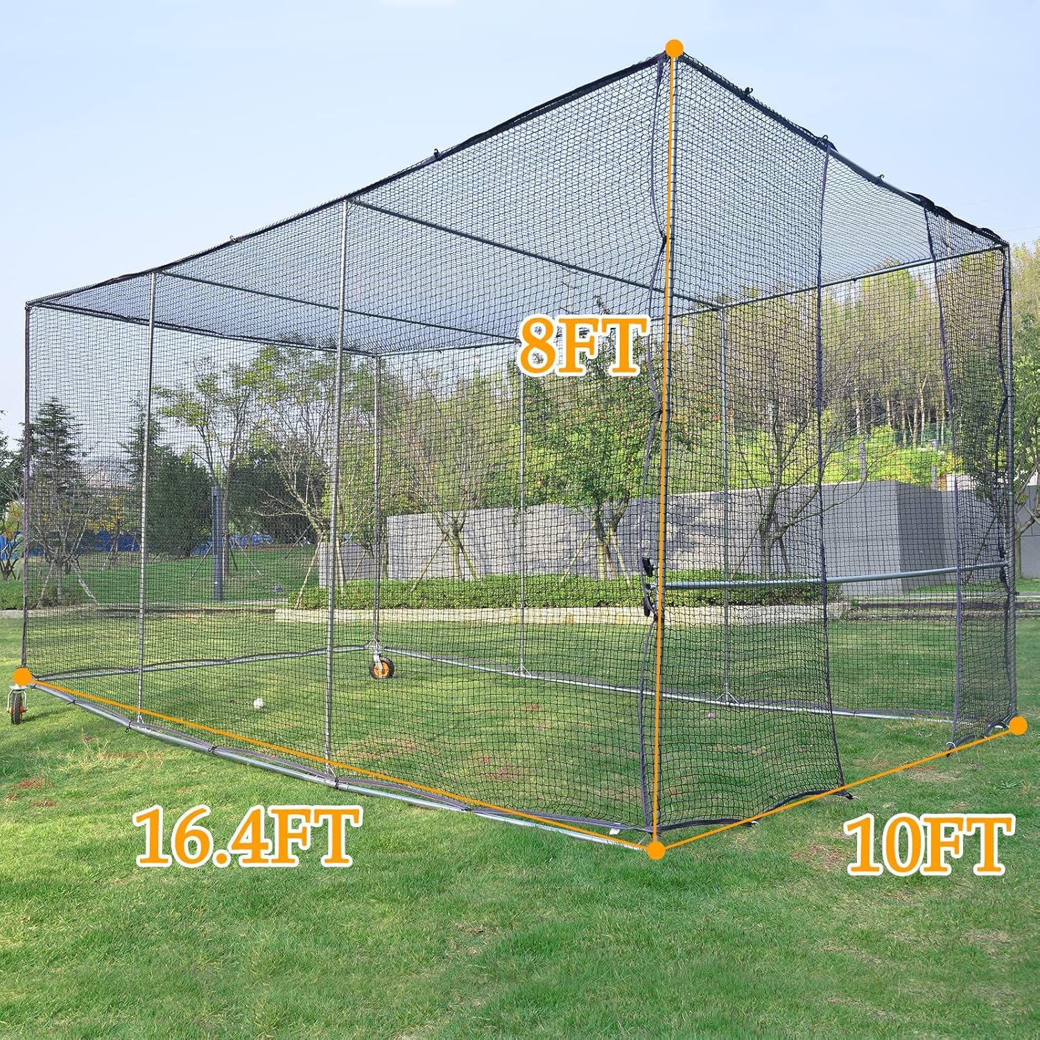 Batting Cage with Wheels,Baseball Batting Cage,Batting Cage with Wheels for Backyard,Mobile Baseball Batting Cage,Wheeled Batting Cage 16X10X8FT(5X3X2.5m)