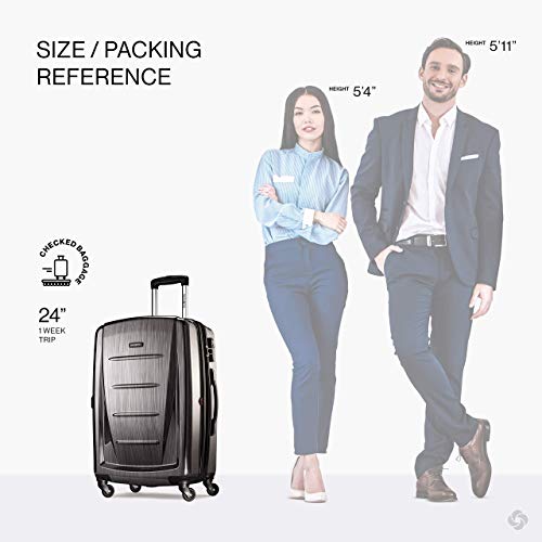 Samsonite Winfield 2 Hardside Expandable Luggage with Spinner Wheels, Brushed Anthracite, Checked-Large 28-Inch