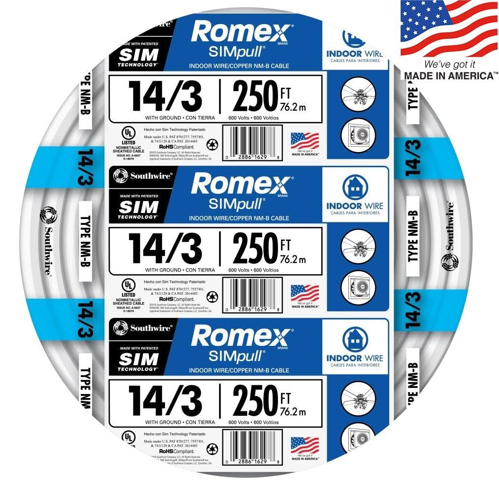 Romex 250& Roll 14/3 Nm-b Indoor Electrical Copper Wire