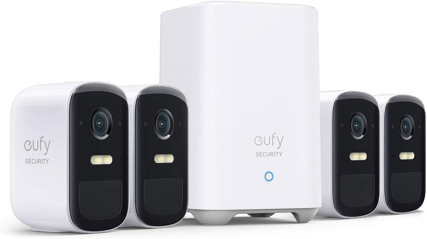 eufyCam S220 (eufyCam 2C Pro) 4-Cam Kit with Solar Panel, Wireless Home Security Camera, 2K Resolution, HomeKit Compatibility, 180-Day Battery Life,Night Vision, Motion Only Alert, No Monthly Fee