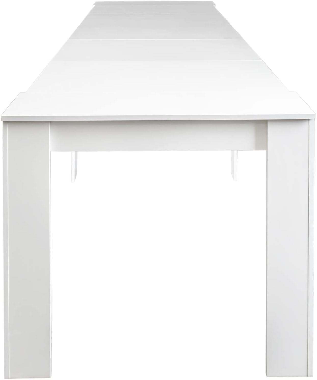 118" Wooden Expandable Dining Table for 8-12 Person, Multifunctional Extendable Console Desk, Large Rectangle Office Conference Meeting&Table, White