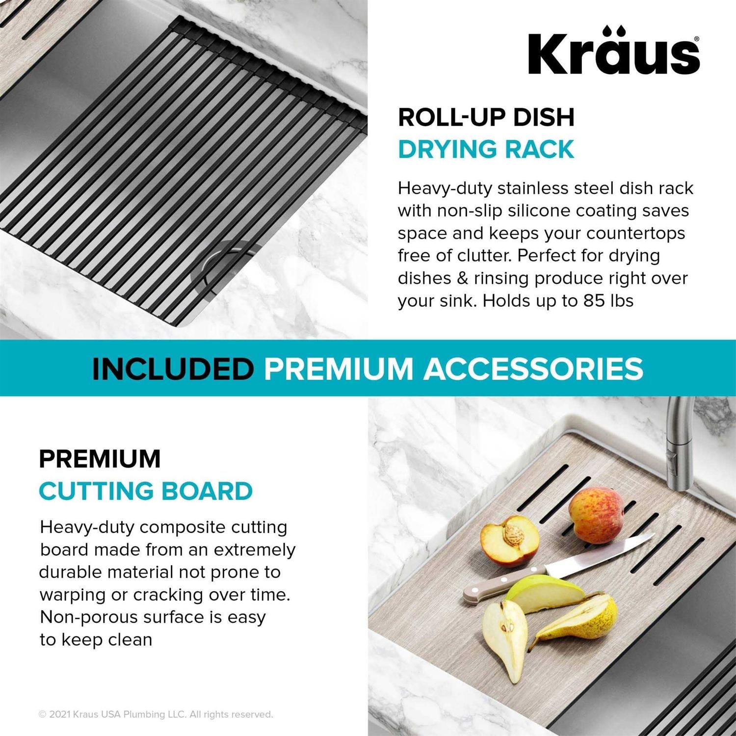 Kraus Bellucci Workstation 33 inch Undermount Granite Composite Single Bowl Kitchen Sink KGUW1-33WH