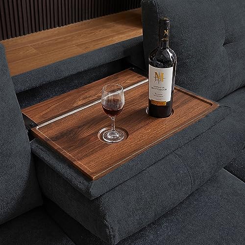Convertible Sectional Sofa, Modern Microfibe High Back L Shaped Couch with Storage Chaise and Cup Holder 4 Seat Sofa Couches with Extra Headrests for Living Room, Apartment, Beige