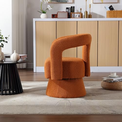 Accent Chair Round Armchairs with Wide Upholstered Modern Reading Seating for Living Room Bedroom Balcony Office Fashionable and Classic Style Rose Red 26.38x21.65x29.13 Inches