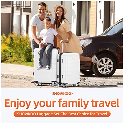 SHOWKOO Luggage Sets Expandable PC+ABS Durable Suitcase Sets Double Wheels TSA Lock 4 Piece Luggage Set Royal Blue