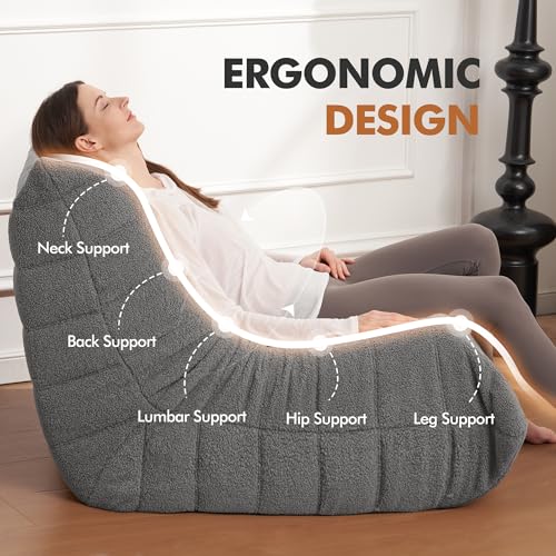 Bean Bag Chair Big Sofa Beanbag Chair for Adults Fireside Chair Bean Bag Lounger with Memory Foam Filled for Home,Apartment or Gaming Venue(Black Plush)