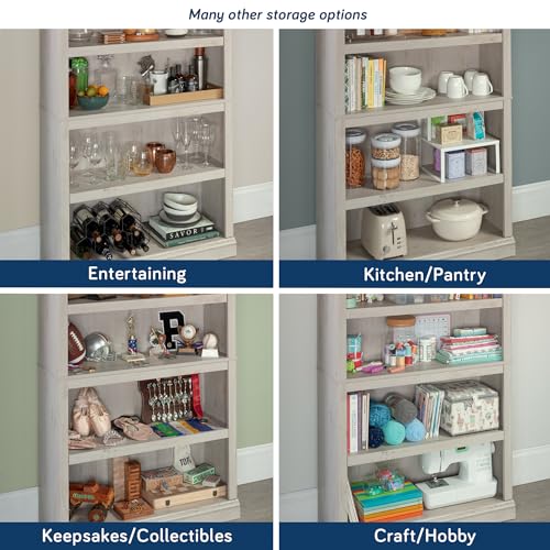 Sauder 5 Tier Book Shelf Wooden Bookcase Multipurpose Bookshelf for Home Office, Living Room, in Chalked Chestnut