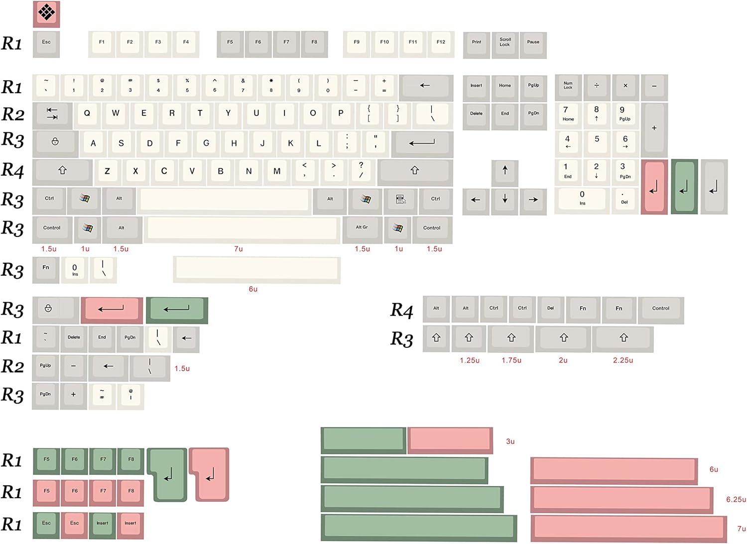 ONECAP SA Keycap 9009 Retro Keycap Sublimation Keycap Cherry MX Switch keycaps for Wired USB Mechanical Gaming Keyboard